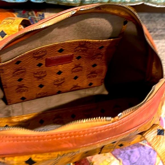 Authentic  MCM Vintage Visetos Cognac Monogram Dome Tote HUGE❤️❤️ preloved great - Picture 12 of 17